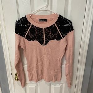Pink black detail sweater